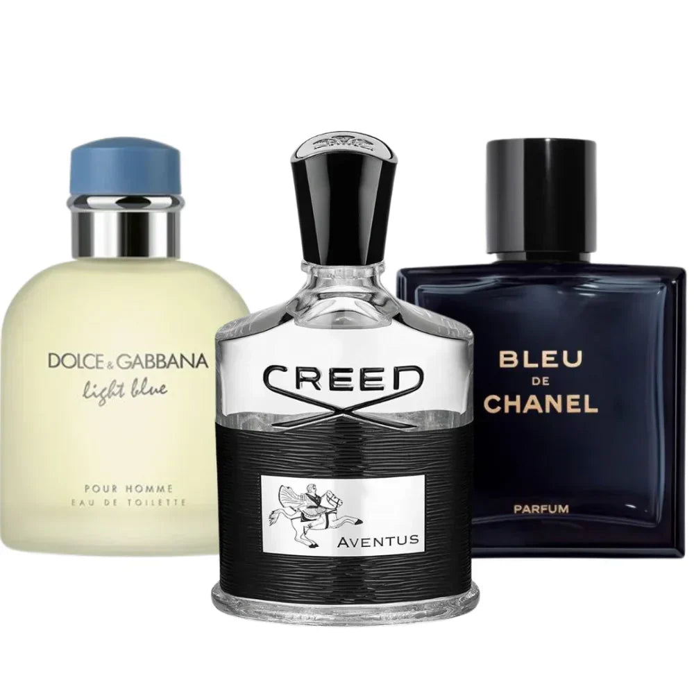 Bleu de Chanel, Creed Aventus, Dolce Gabbana Light Blue